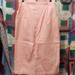 Pink high waist long pencil skirt vintage (InvW189)